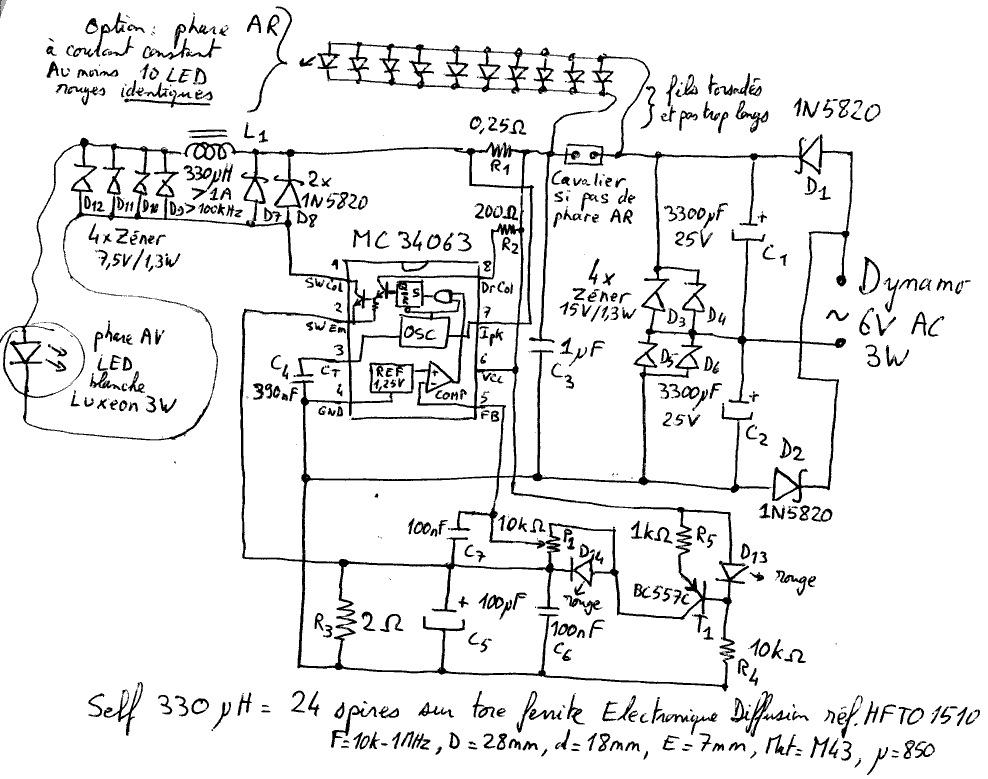 Schéma du phare à diode blanche, version 2